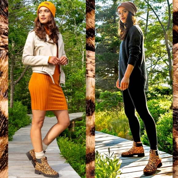 NWT Timberland London Square Leopard Print Calf Hair Mid Hiker Safari Boots - Picture 6 of 15